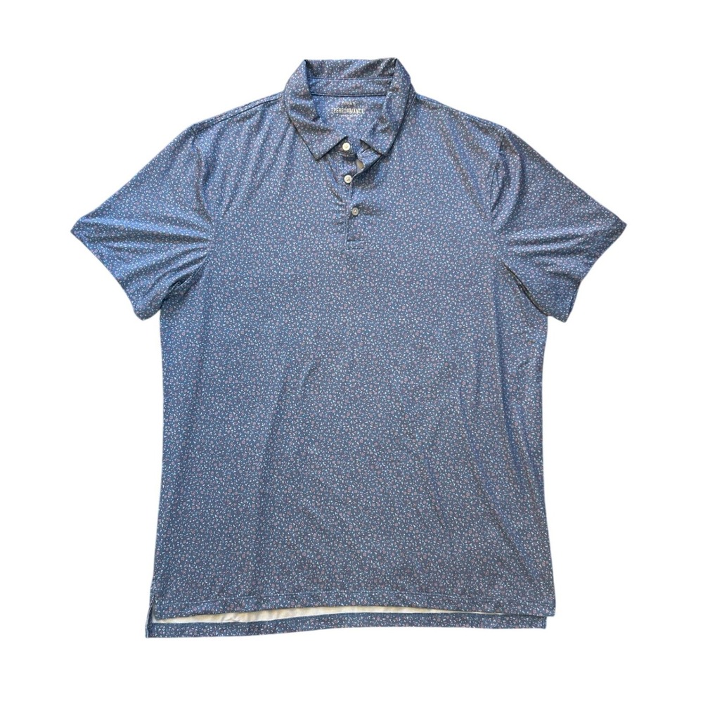 J.Crew Performance Polo Shirt XL Blue Micro Floral Stretch Golf Shirt CD925 EUC